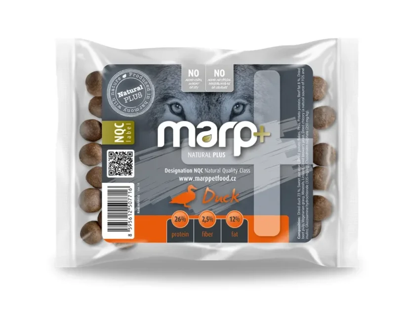 Marp Natural+ Duck kačica vzorka 70g granule pre dospelé psy všetkých plemien aj šteňatá veľkých plemien